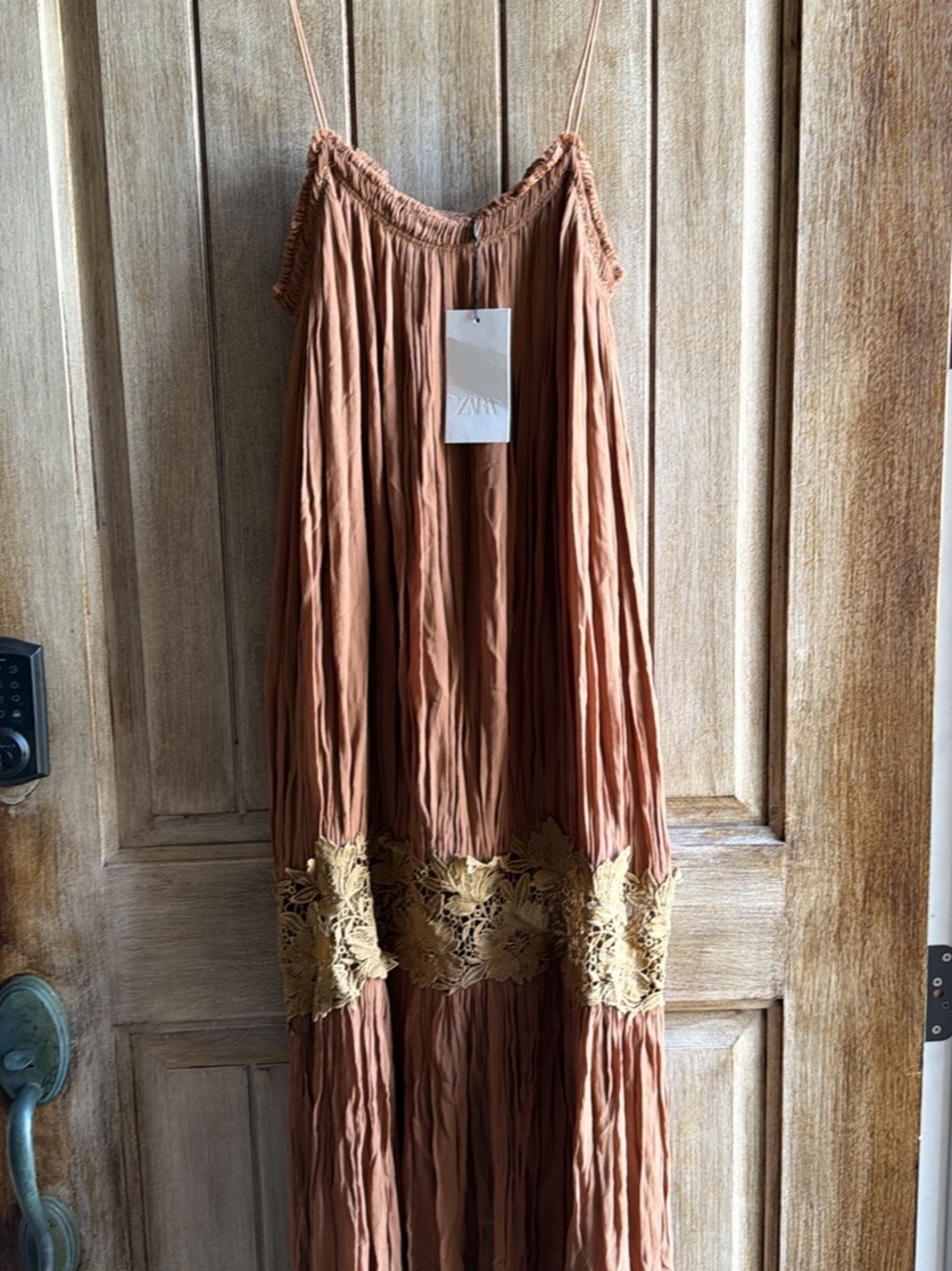 ZARA ZW Collection Wrinkled Embroidered Dress – NWT – Size M